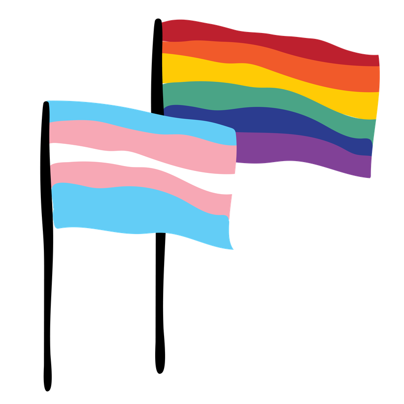 Rainbow and trans flag